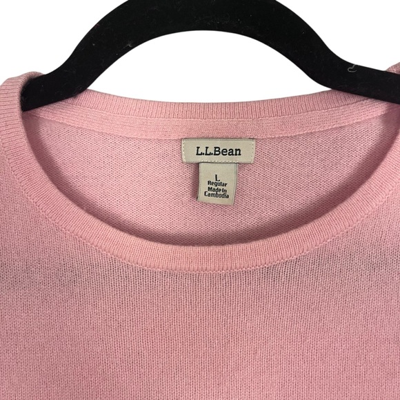 LL Bean Cashmere Sweater Baby Pink Womens Large Pullover Crew Neck Quiet Luxury - Picture 2 of 9